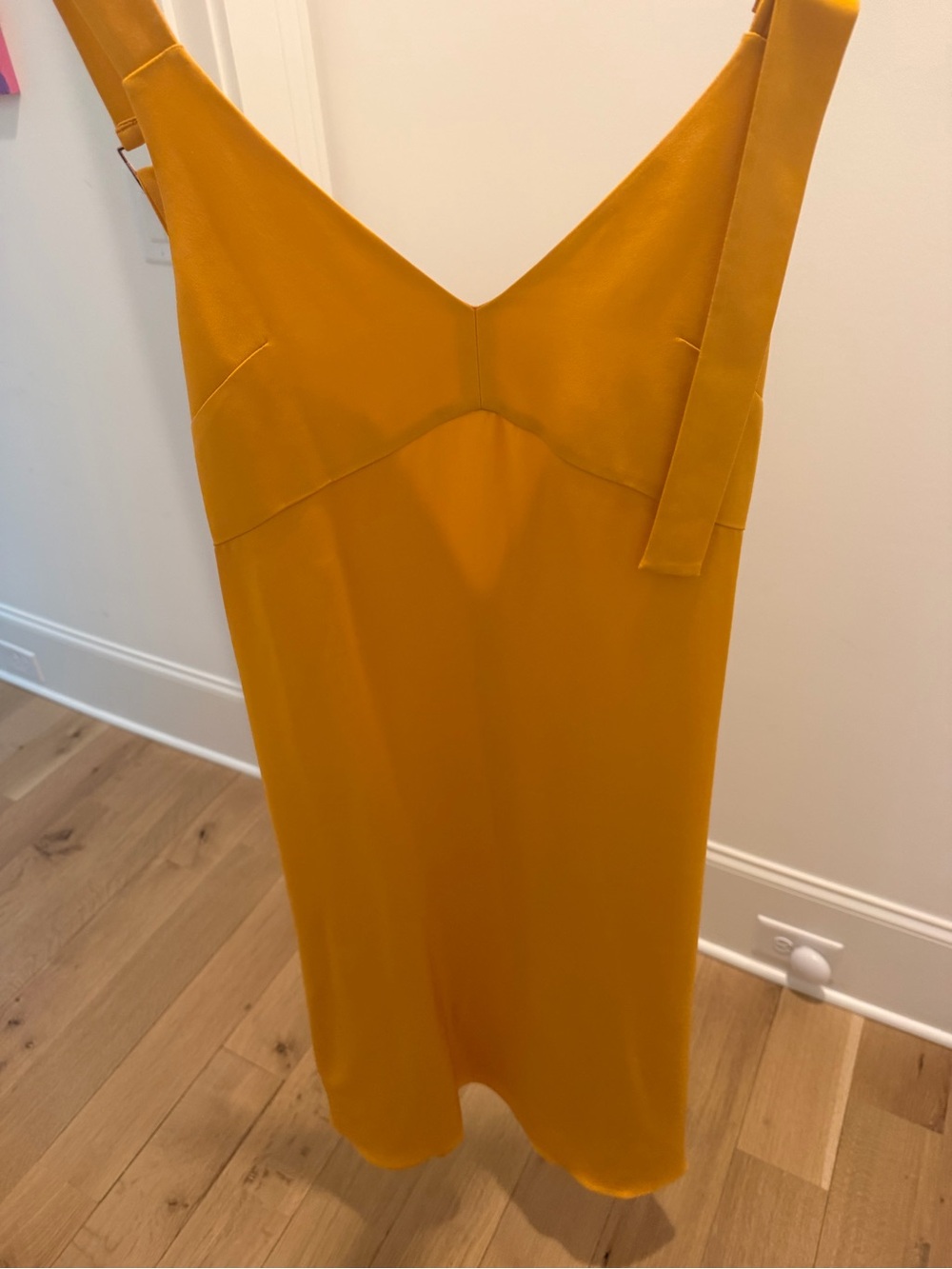 Tibi Mustard Yellow V-Neck Midi Slip Dress